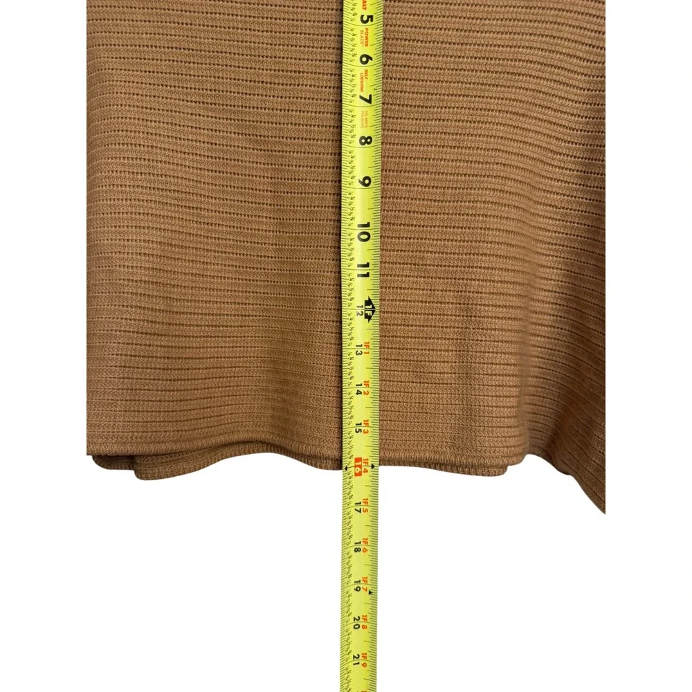 Aritzia Wilfred Free Cropped Ribbed Knit Sweater Camel Brown XS Crew Neck Boxy